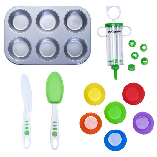 Curious Chef Kit de 16 piezas para cupcakes y decoración