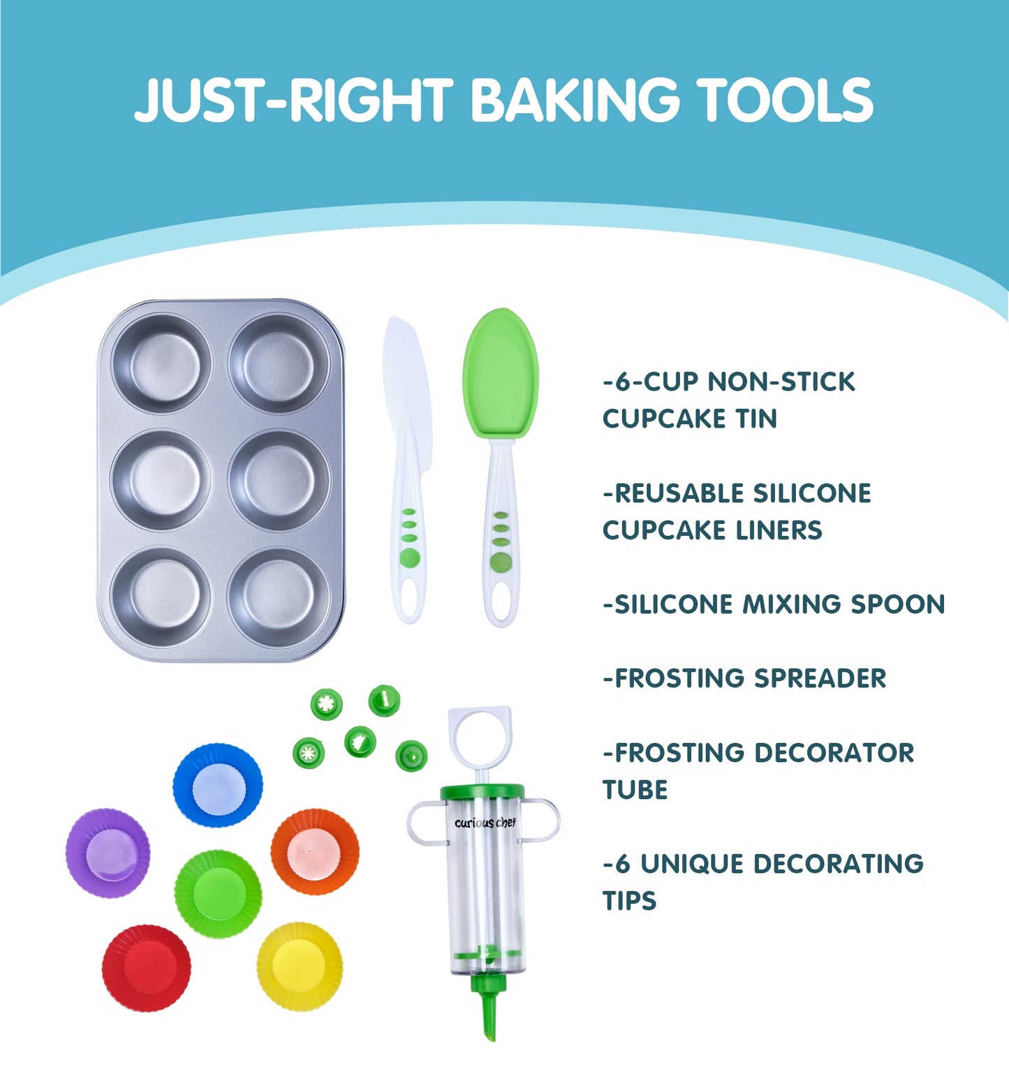 Curious Chef Kit de 16 piezas para cupcakes y decoración