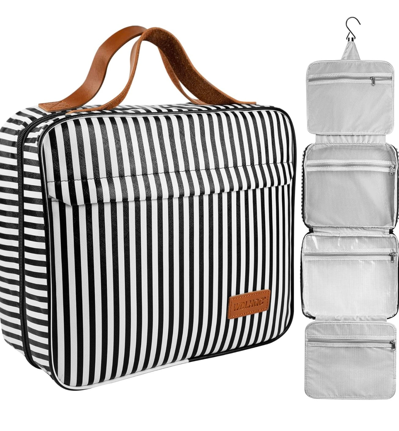 Neceser de viaje colgante con gancho | Bolsa con cremallera impermeable con 4 compartimentos