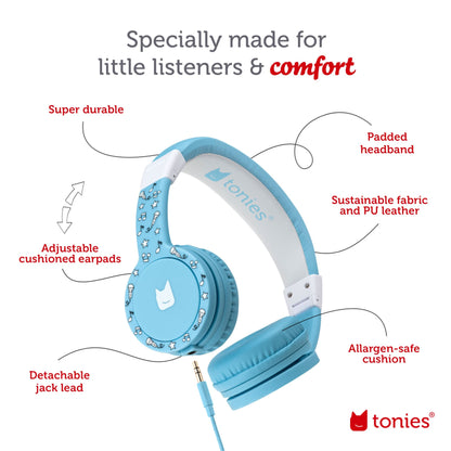 Tonies Auriculares plegables con cable para niños, cómodamente diseñados para adaptarse a la oreja