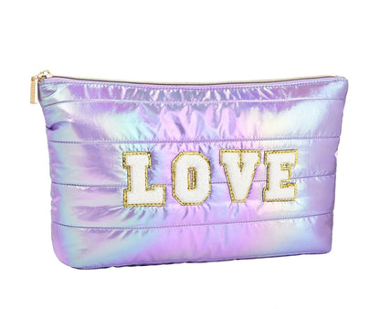 Hiroyuki Bolsa de maquillaje iridiscente, bolsa de cosméticos de 14 pulgadas