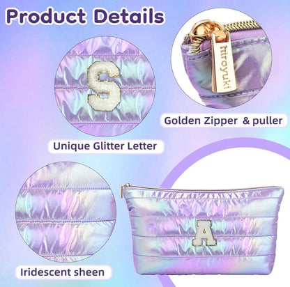 Hiroyuki Bolsa de maquillaje iridiscente, bolsa de cosméticos de 14 pulgadas