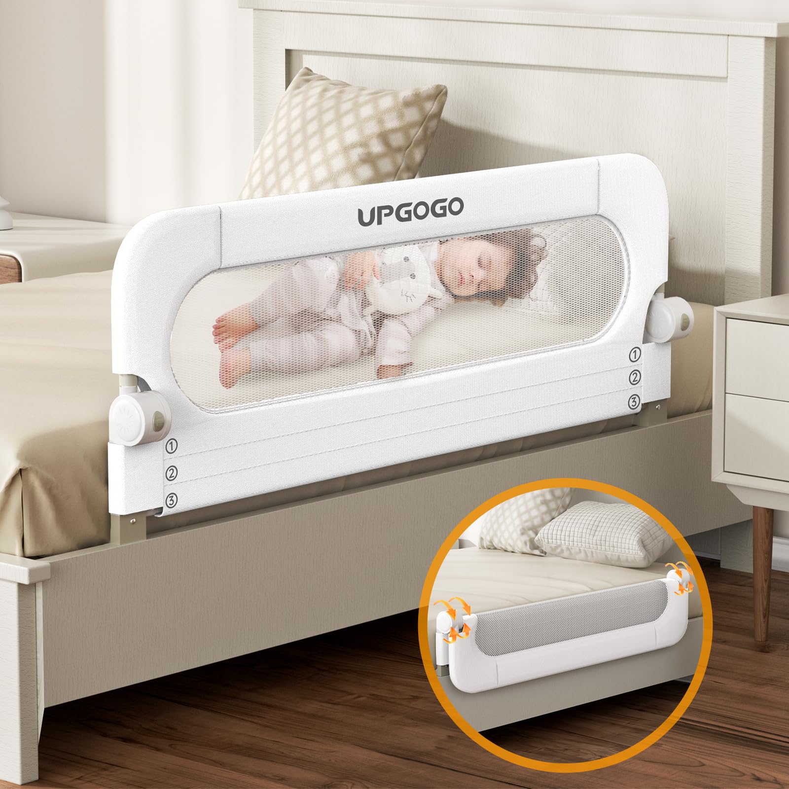 Barandilla de cama plegable UPGOGO, 43x23 pulgadas