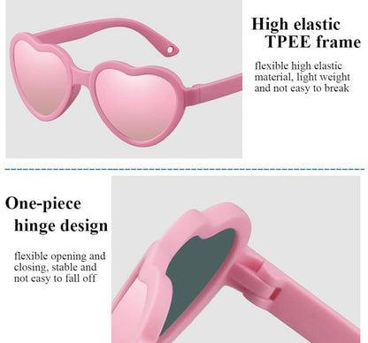 FBHLZ Gafas de sol polarizadas con forma de corazón para bebés, 0-24 meses
