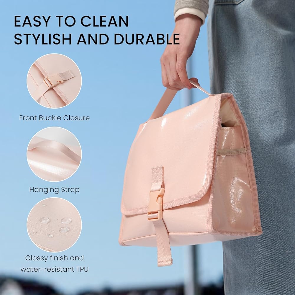 Bolsa de aseo de viaje para mujer, portátil, impermeable, organizador de cosméticos y maquillaje