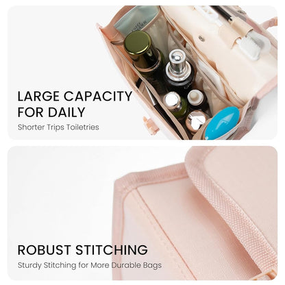 Bolsa de aseo de viaje para mujer, portátil, impermeable, organizador de cosméticos y maquillaje