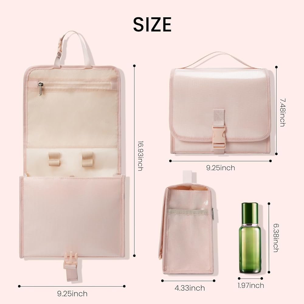 Bolsa de aseo de viaje para mujer, portátil, impermeable, organizador de cosméticos y maquillaje