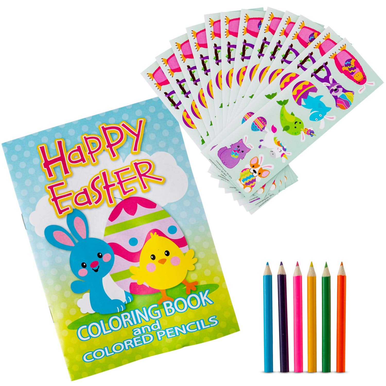 Libros para colorear y lápices de colores de Pascua Favonir - 12 juegos