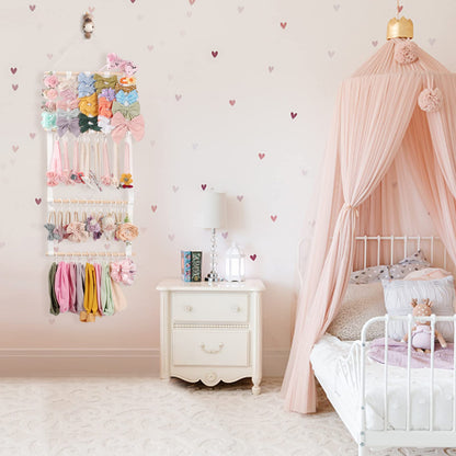 POVETIRE Organizador de lazos para el pelo con soporte para diadema para niñas