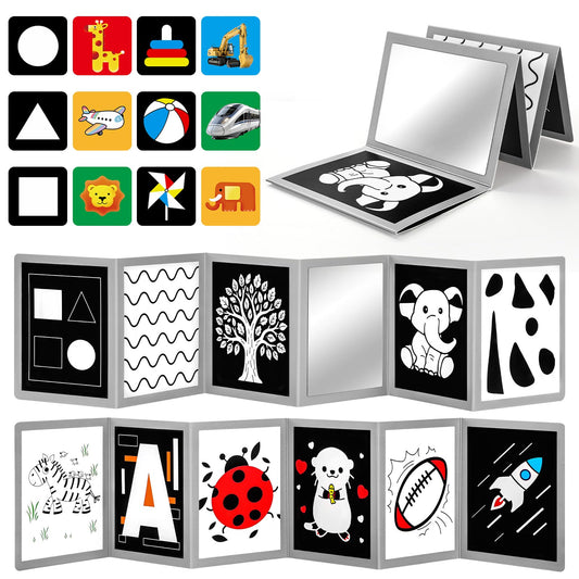 Libro de bebé blanco y negro con 12 tarjetas de alto contraste