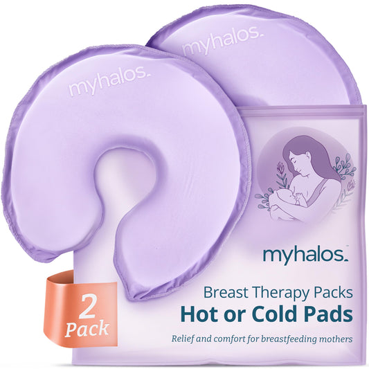 MyHalos® Almohadillas de terapia mamaria para lactancia materna – 2 almohadillas reutilizables de compresión caliente y fría