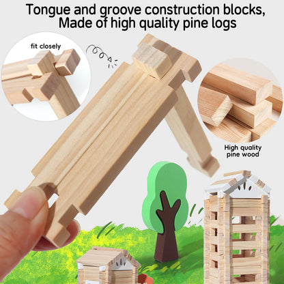 BESTAMTOY Juego de cabañas de madera de 170 piezas