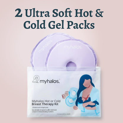 MyHalos® Almohadillas de terapia mamaria para lactancia materna – 2 almohadillas reutilizables de compresión caliente y fría