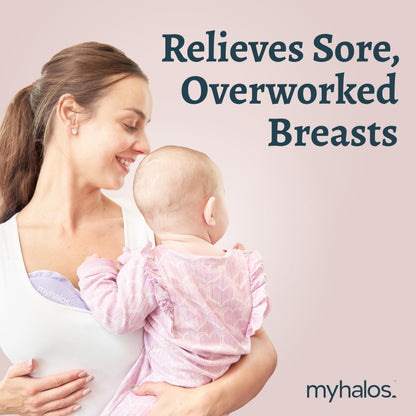 MyHalos® Almohadillas de terapia mamaria para lactancia materna – 2 almohadillas reutilizables de compresión caliente y fría