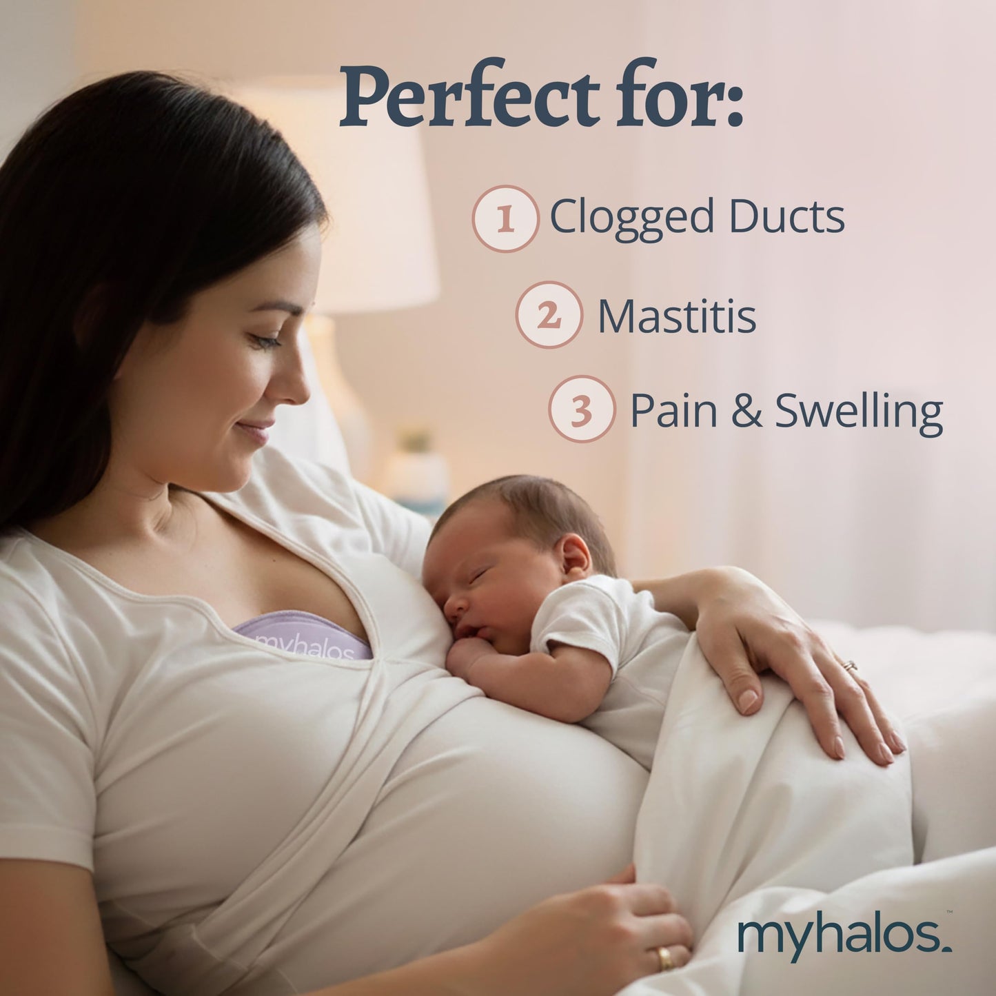 MyHalos® Almohadillas de terapia mamaria para lactancia materna – 2 almohadillas reutilizables de compresión caliente y fría