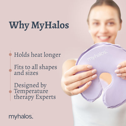 MyHalos® Almohadillas de terapia mamaria para lactancia materna – 2 almohadillas reutilizables de compresión caliente y fría