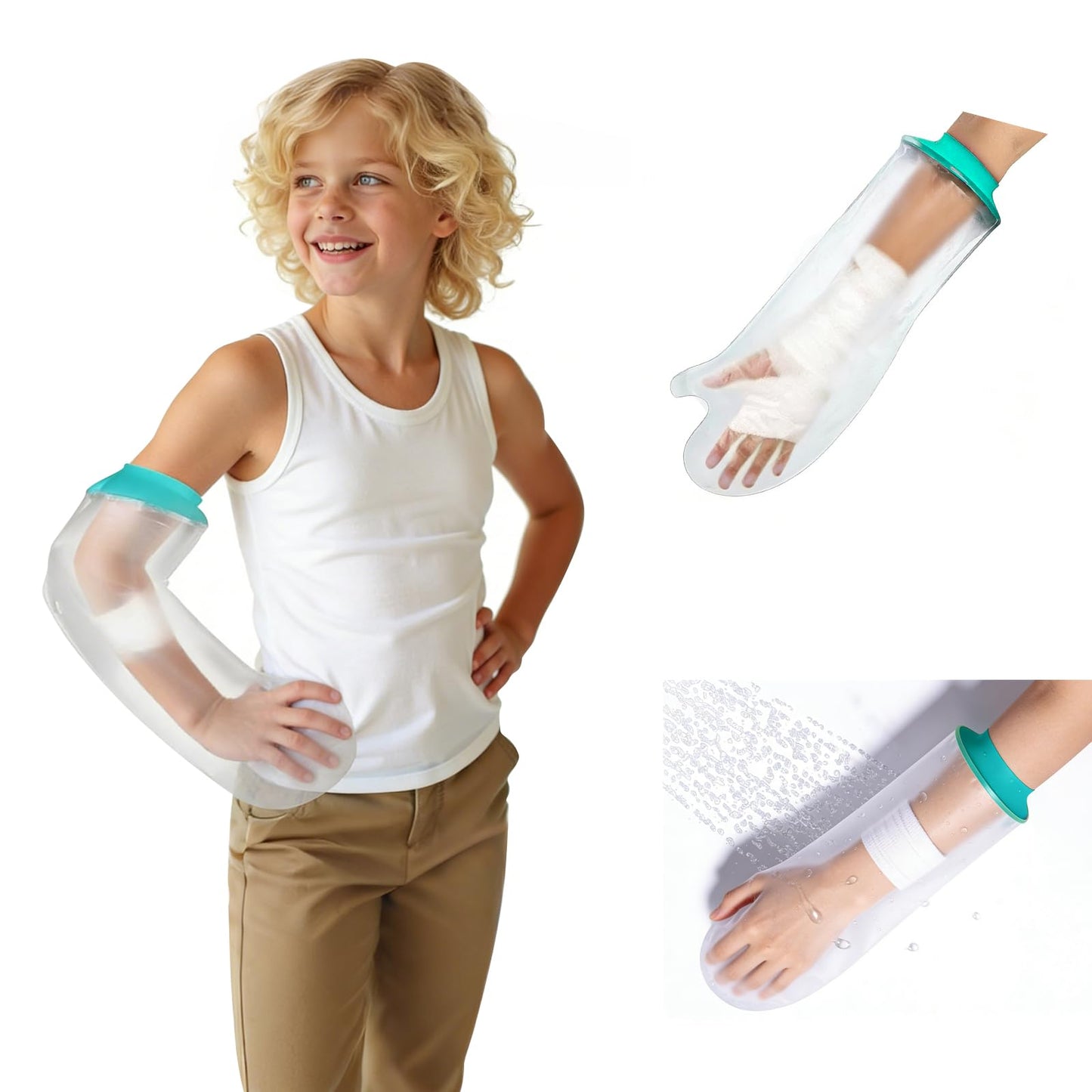 Fundas impermeables para yeso de brazo para niños en la ducha