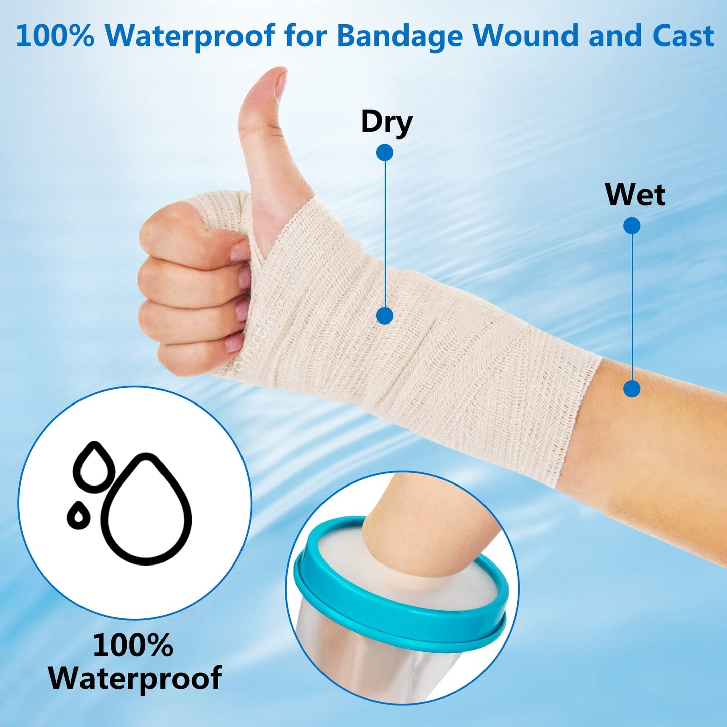 Fundas impermeables para yeso de brazo para niños en la ducha