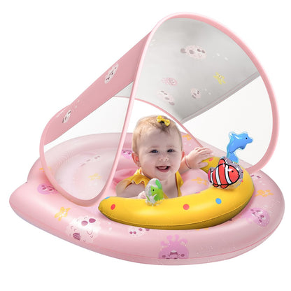 Flotador infantil para piscina con toldo de protección solar UPF50+, 6-36 meses