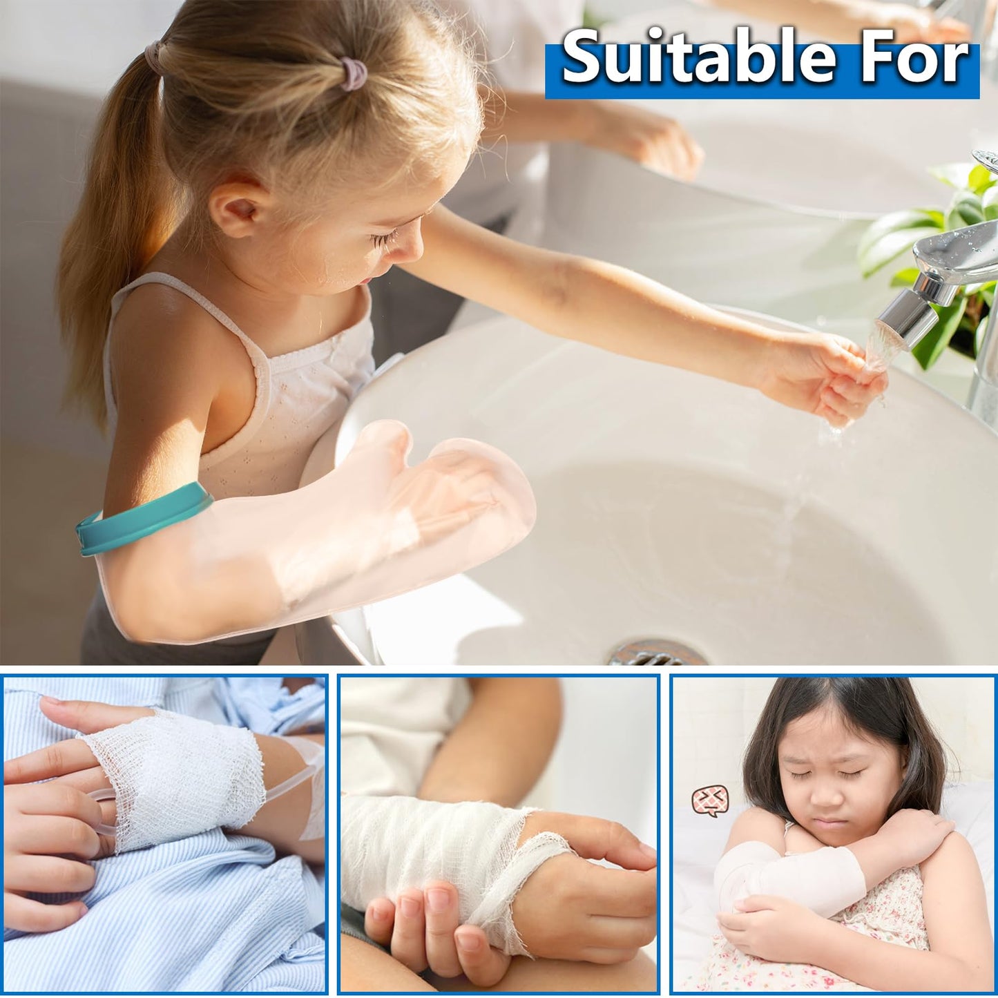Fundas impermeables para yeso de brazo para niños en la ducha