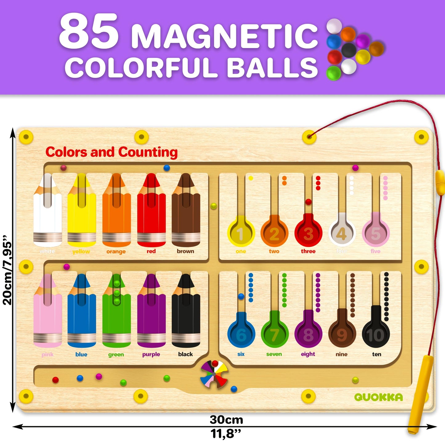 QUOKKA Juguete magnético de laberinto de color y número