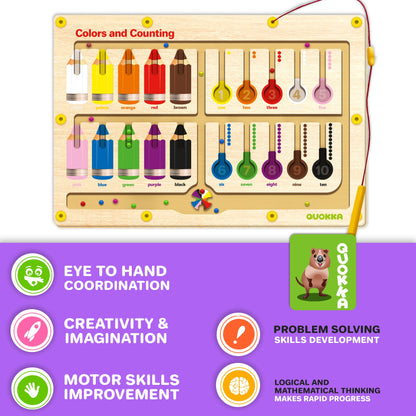 QUOKKA Juguete magnético de laberinto de color y número