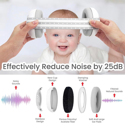 Auriculares ajustables 2 en 1 con cancelación de ruido para bebés y niños pequeños
