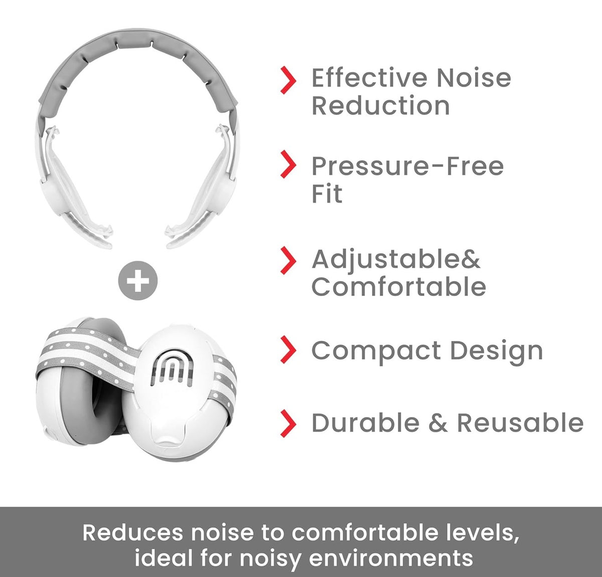 Auriculares ajustables 2 en 1 con cancelación de ruido para bebés y niños pequeños