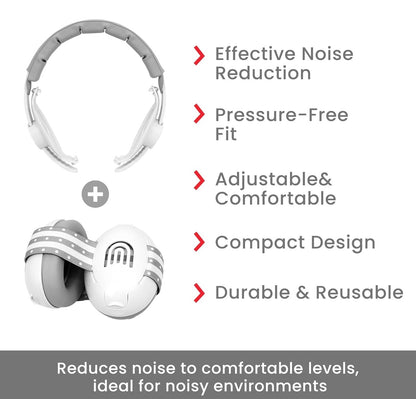 Auriculares ajustables 2 en 1 con cancelación de ruido para bebés y niños pequeños