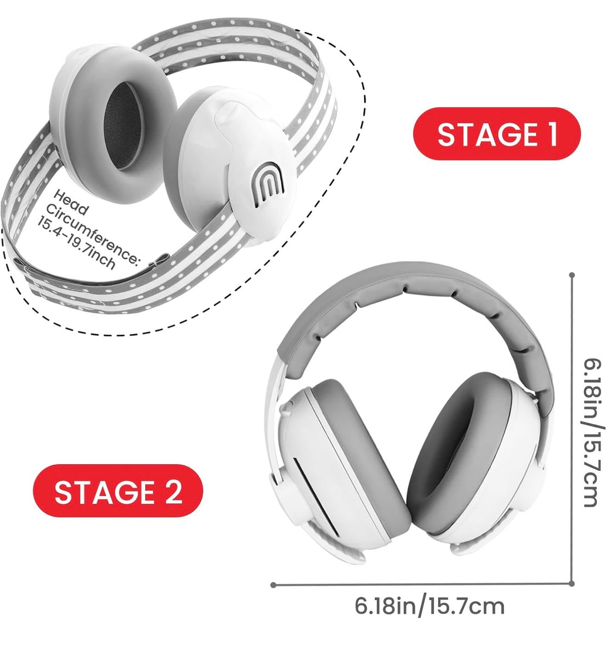 Auriculares ajustables 2 en 1 con cancelación de ruido para bebés y niños pequeños