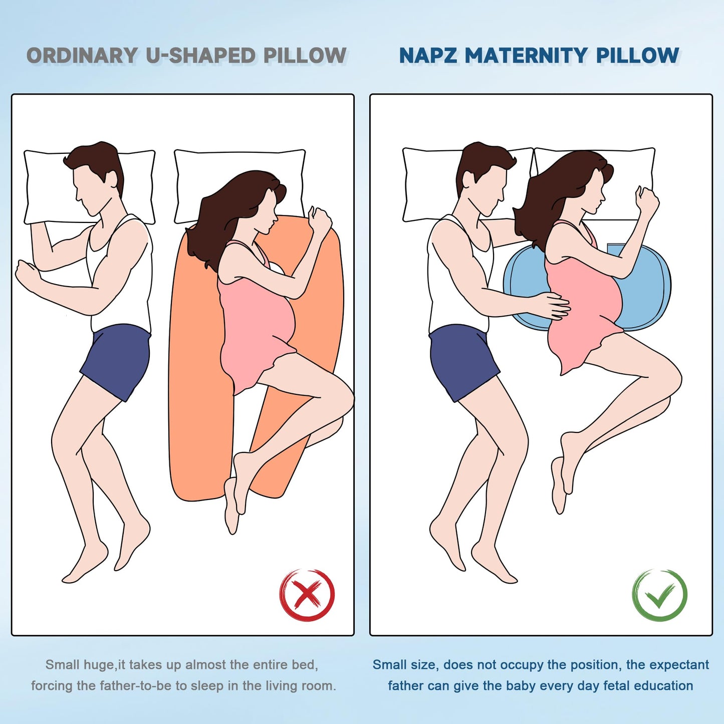 napz Almohadas de embarazo, almohada de maternidad para espalda, caderas, piernas, vientre