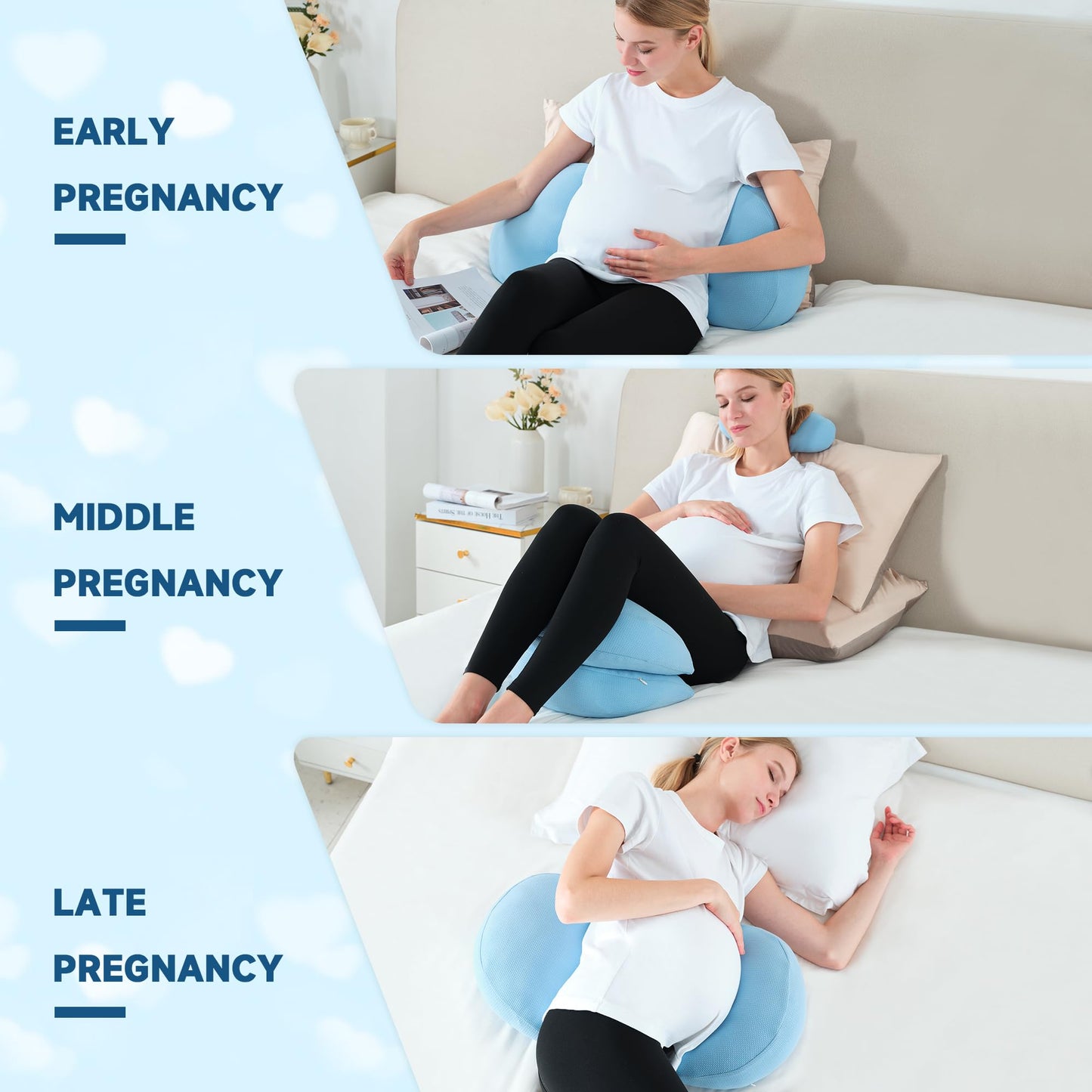napz Almohadas de embarazo, almohada de maternidad para espalda, caderas, piernas, vientre