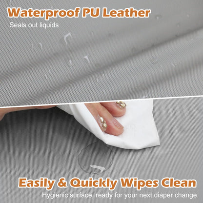 JVEOO Cambiador de pañales de cuero vegano, impermeable y lavable, 32 x 16.6 pulgadas