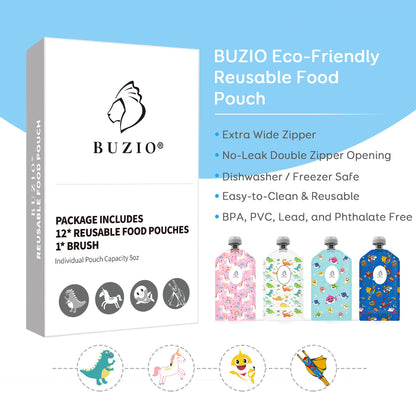 BUZIO Bolsas de alimentos reutilizables, 12 paquetes de 5 onzas