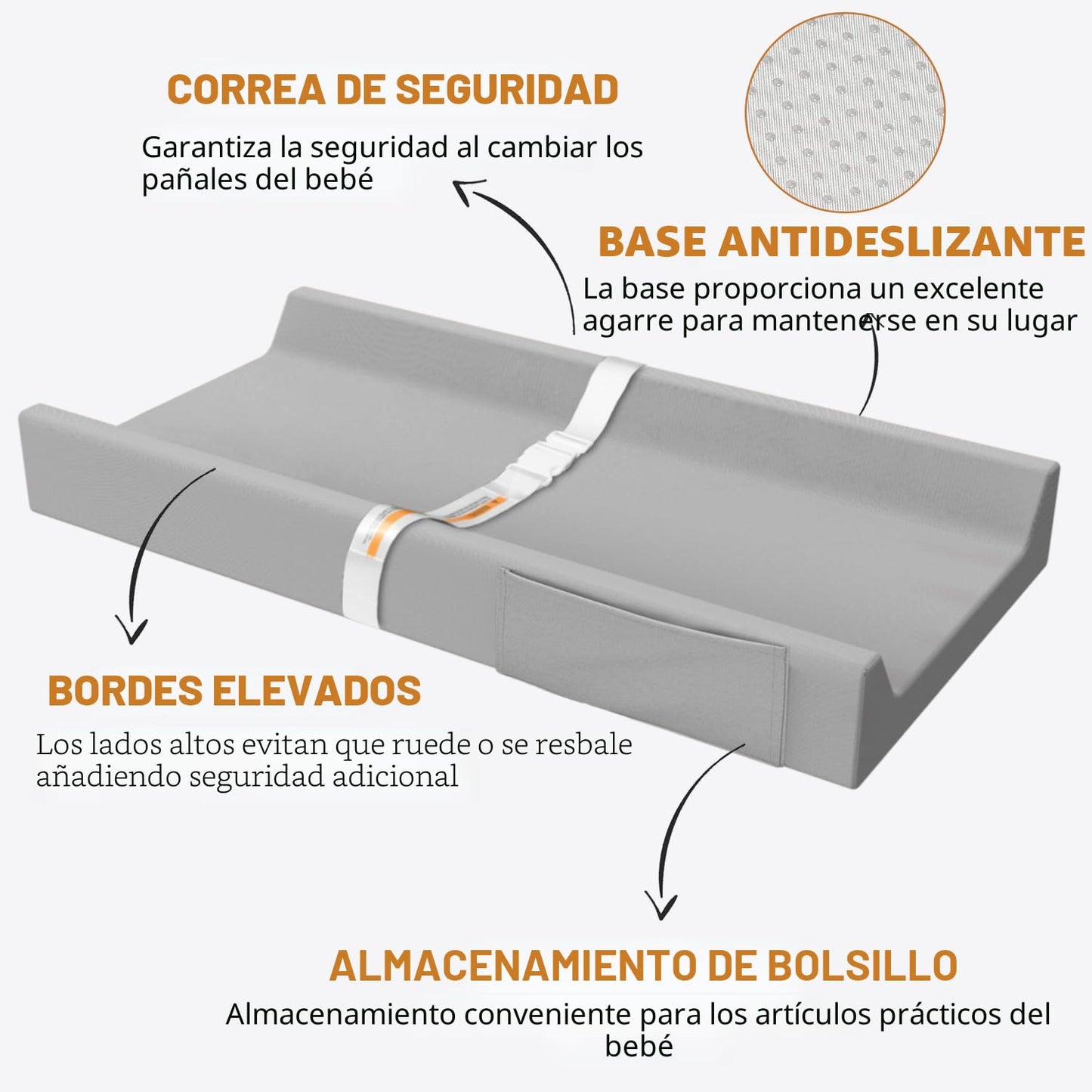 JVEOO Cambiador de pañales de cuero vegano, impermeable y lavable, 32 x 16.6 pulgadas