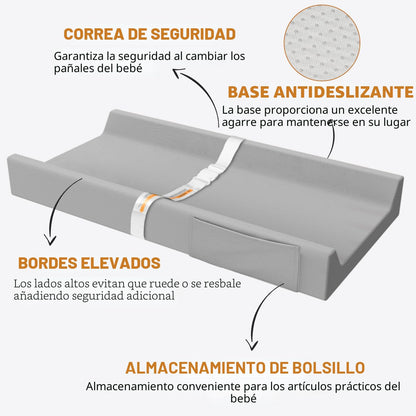 JVEOO Cambiador de pañales de cuero vegano, impermeable y lavable, 32 x 16.6 pulgadas
