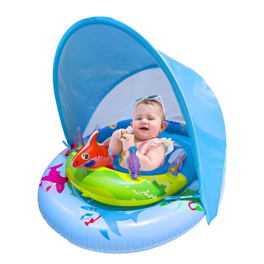 Flotador inflable de piscina para bebés con toldo de protección solar UPF50+, 6-36 meses