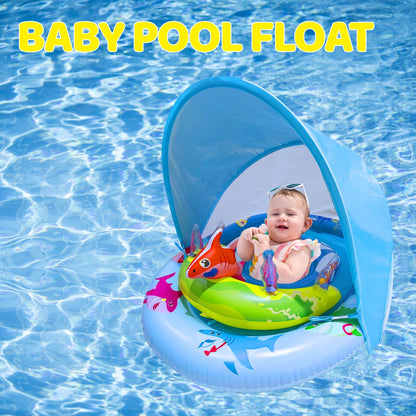Flotador inflable de piscina para bebés con toldo de protección solar UPF50+, 6-36 meses
