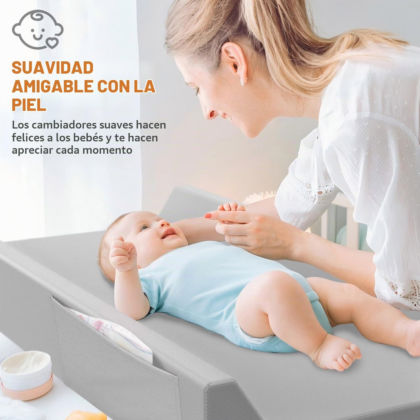 JVEOO Cambiador de pañales de cuero vegano, impermeable y lavable, 32 x 16.6 pulgadas