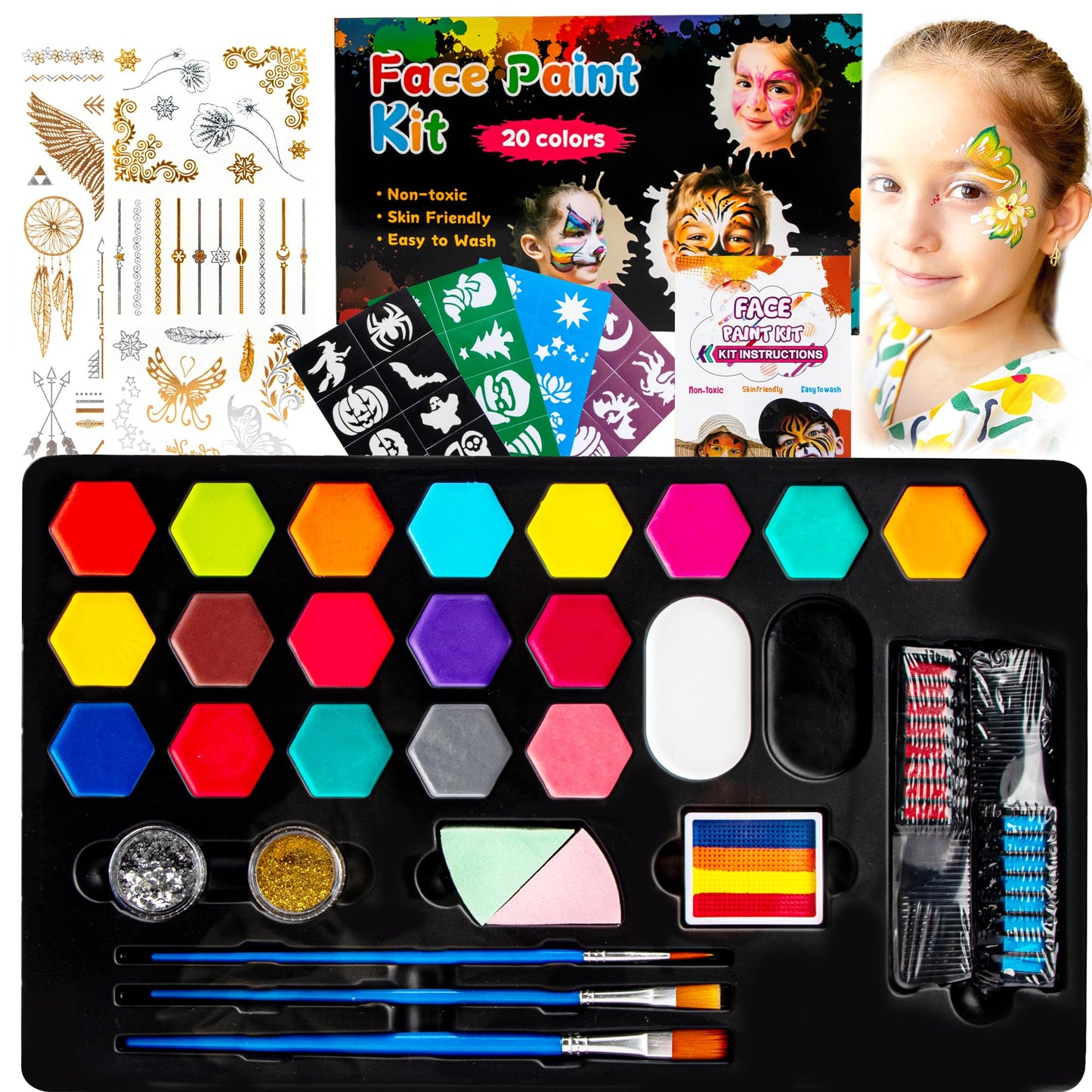 Kit de Pintura Facial de 20 Colores