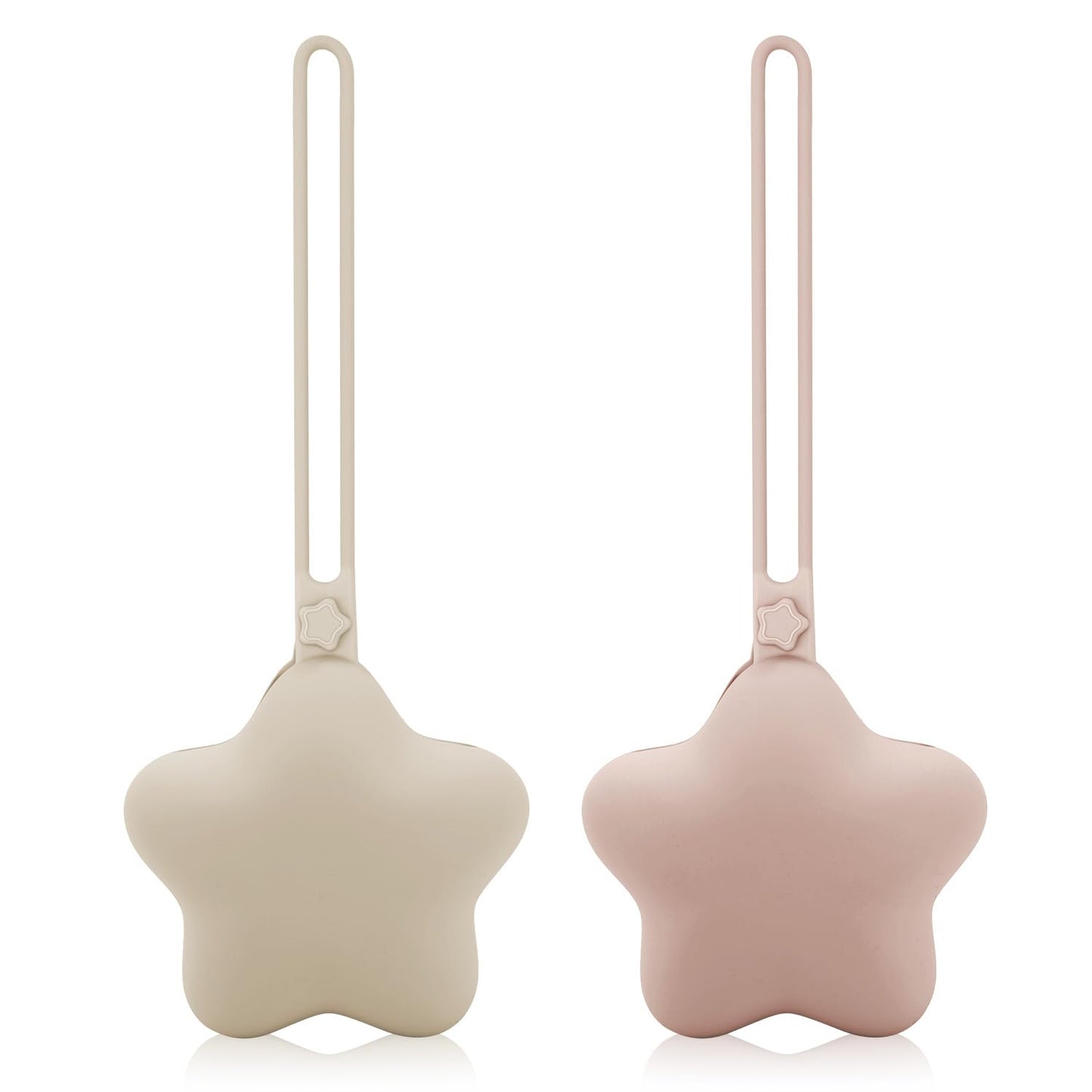 2 fundas para sujetar chupetes con forma de estrella, de silicona, portátil