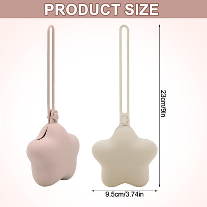 2 fundas para sujetar chupetes con forma de estrella, de silicona, portátil