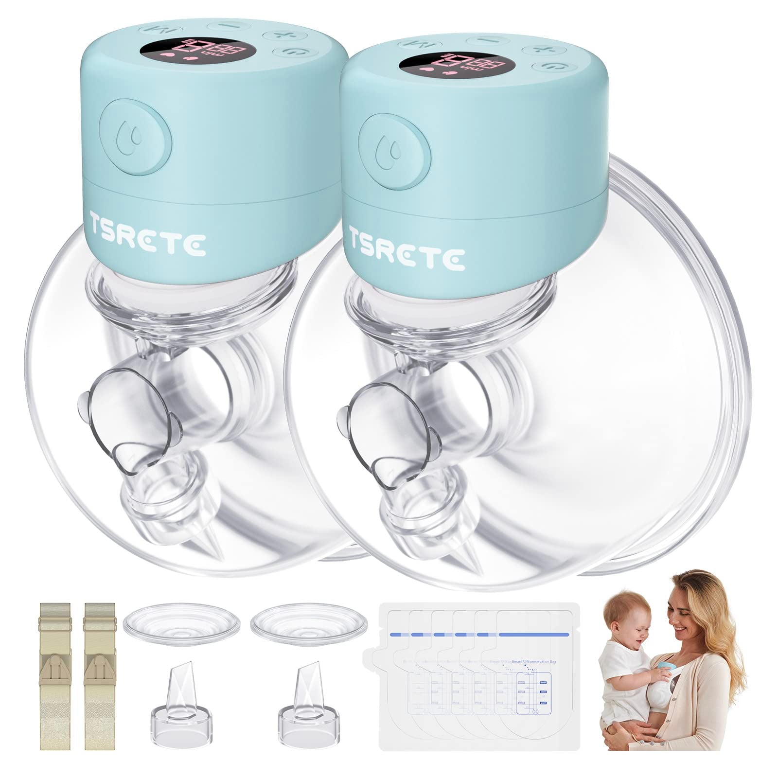 TSRETE Extractor de leche, extractor de leche doble portátil