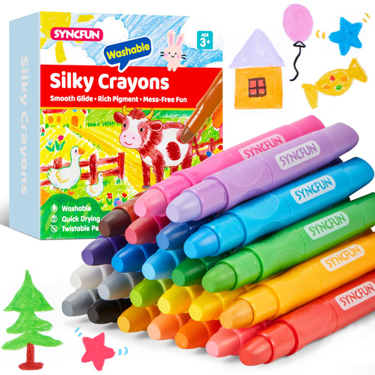 SYNCFUN 24 piezas de crayones sedosos giratorios