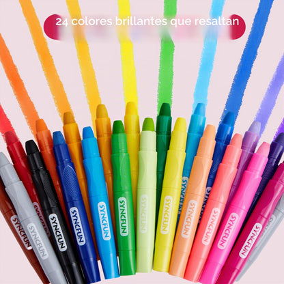 SYNCFUN 24 piezas de crayones sedosos giratorios
