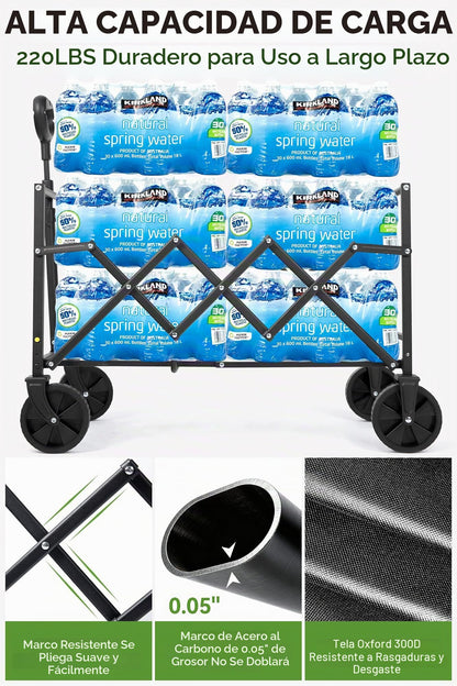 Hikenture Carro plegable plegable con ruedas, carro plegable ligero de 220 libras