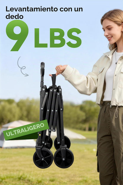 Hikenture Carro plegable plegable con ruedas, carro plegable ligero de 220 libras