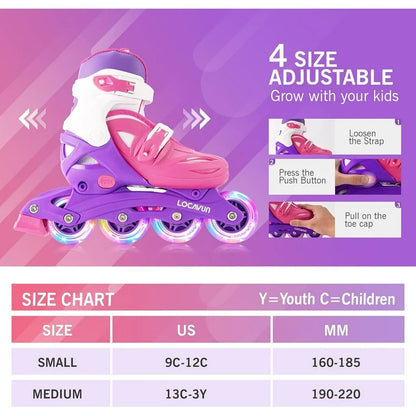 Patines en línea, talla 9-12