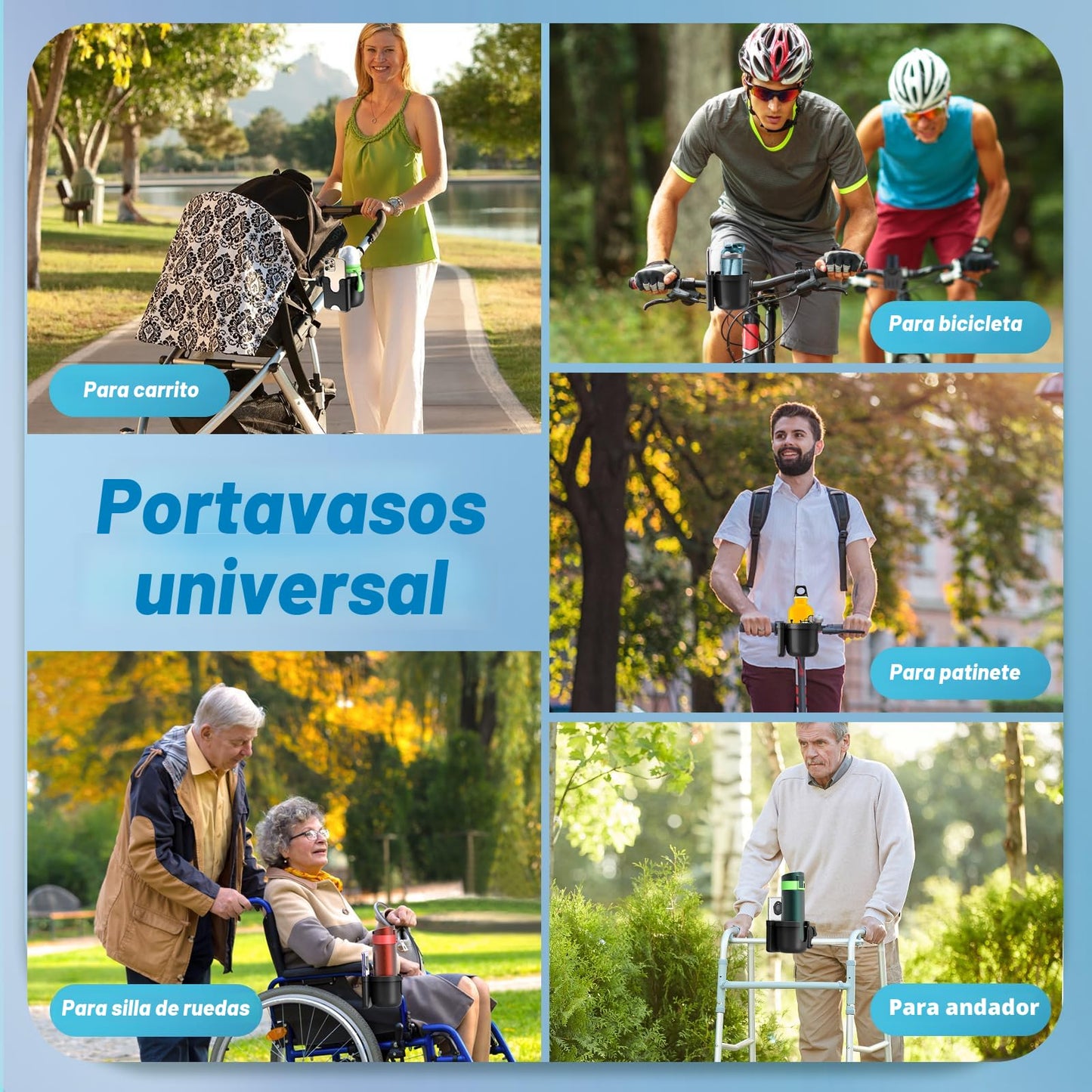 Guiseapue Portavasos para caminante: Accesorio para portavasos de cochecito con soporte para teléfono