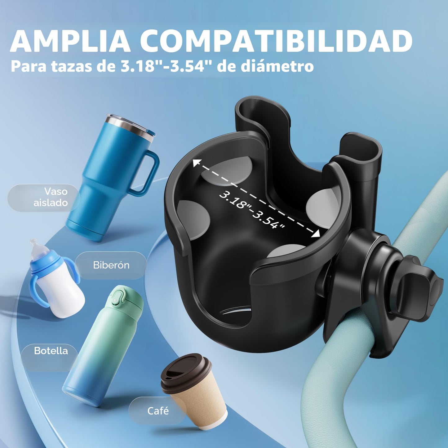 Guiseapue Portavasos para caminante: Accesorio para portavasos de cochecito con soporte para teléfono
